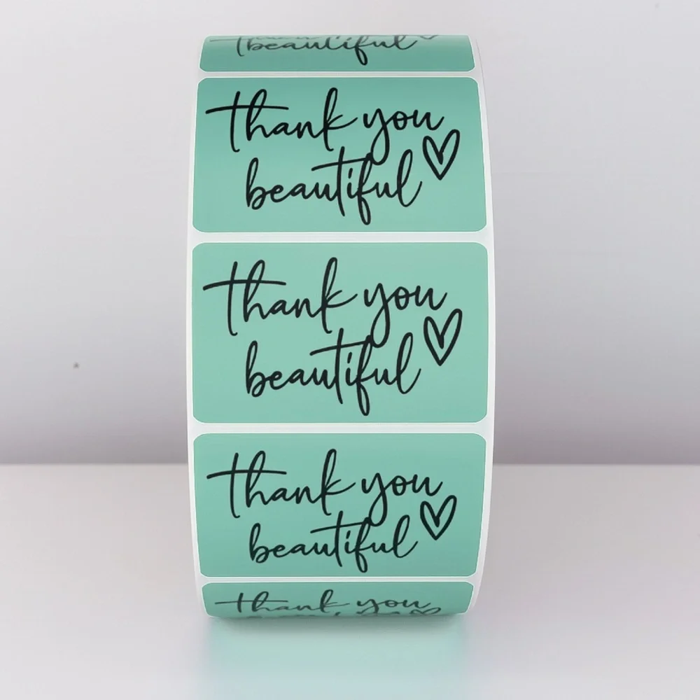 Thank You Beautiful Stickers | Pink Heart Labels for Small Business Packaging